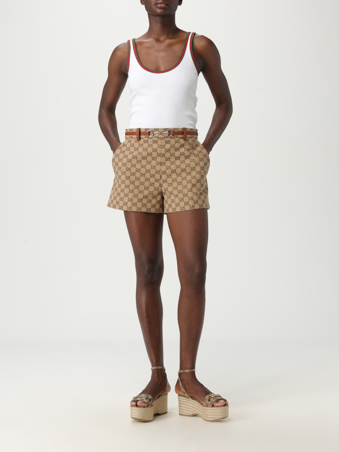 ショートパンツ GUCCI Woman Short Camel 820468Z8BZK 2580 GUCCI: Short woman - Camel | Gucci short 820468Z8BZK online