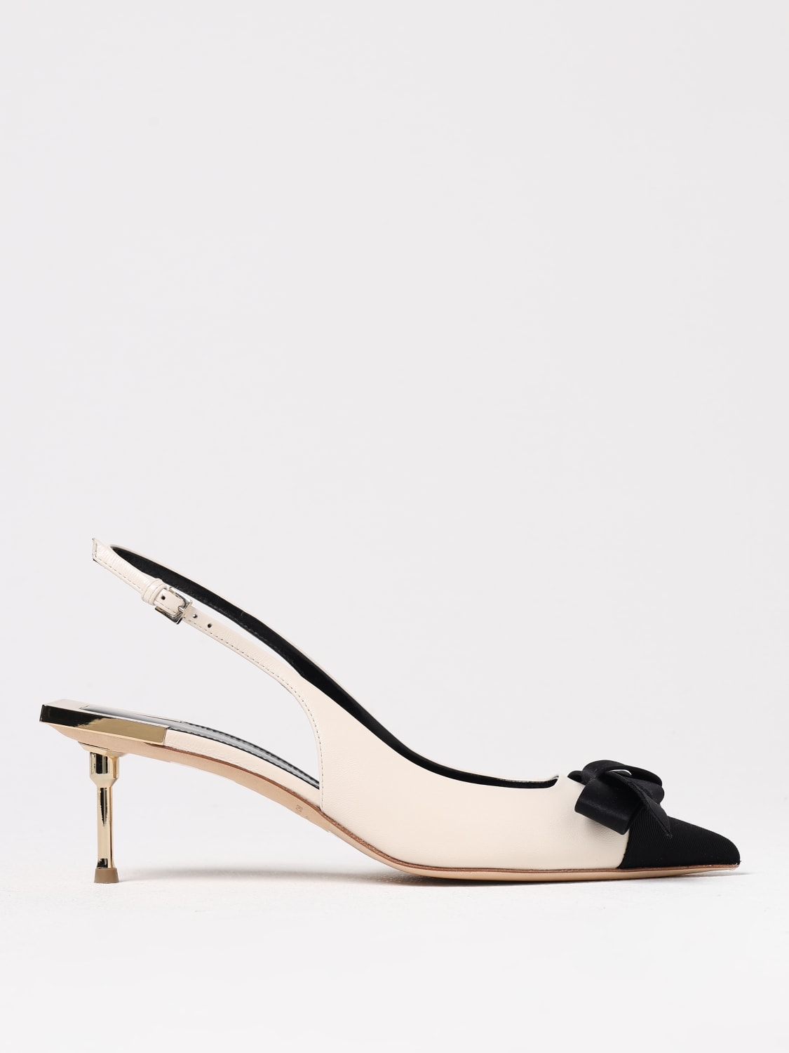 ELISABETTA FRANCHI DÉCOLLETÉ: Slingback Elisabetta Franchi in nappa con fiocco in raso , Bianco - Img 1