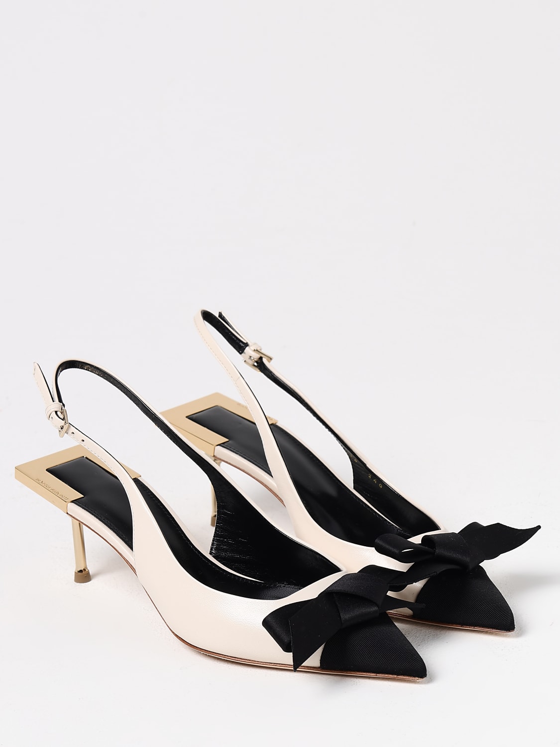 ELISABETTA FRANCHI DÉCOLLETÉ: Slingback Elisabetta Franchi in nappa con fiocco in raso , Bianco - Img 2