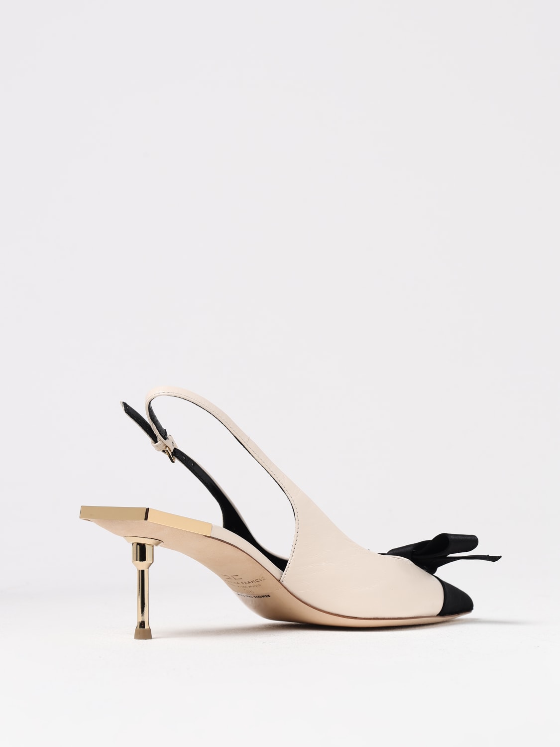 ELISABETTA FRANCHI DÉCOLLETÉ: Slingback Elisabetta Franchi in nappa con fiocco in raso , Bianco - Img 3