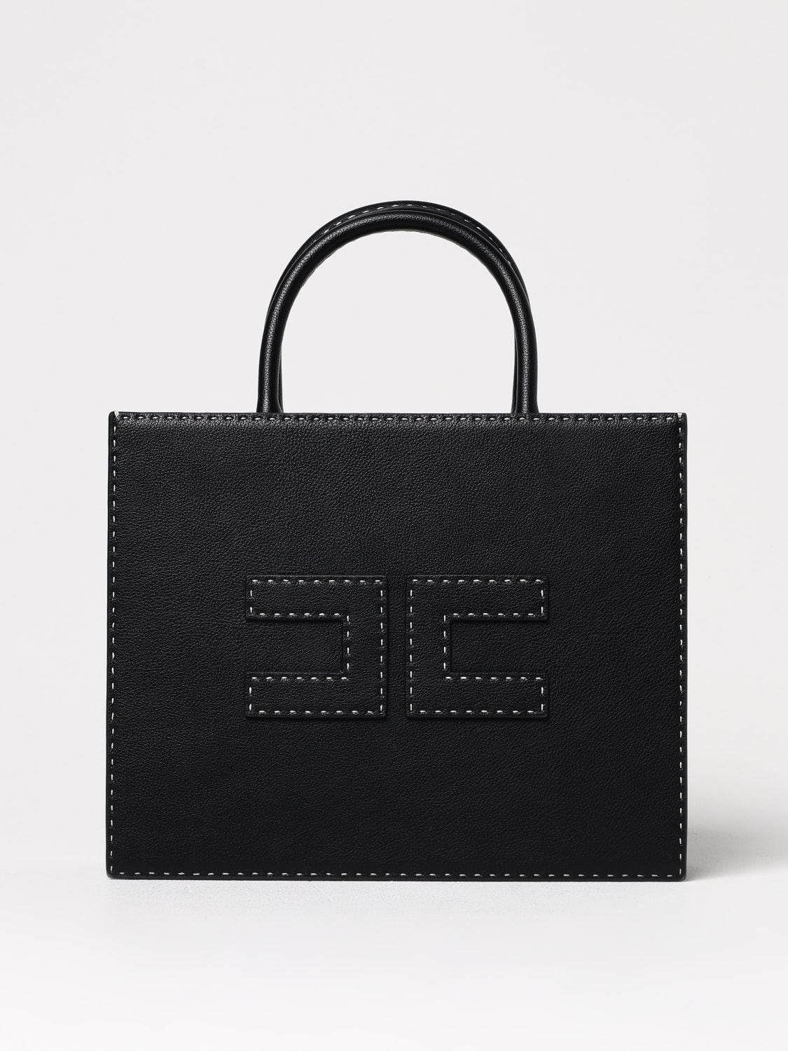 ELISABETTA FRANCHI BORSA A MANO: Borsa Elisabetta Franchi in pelle sintetica a grana , Nero - Img 1