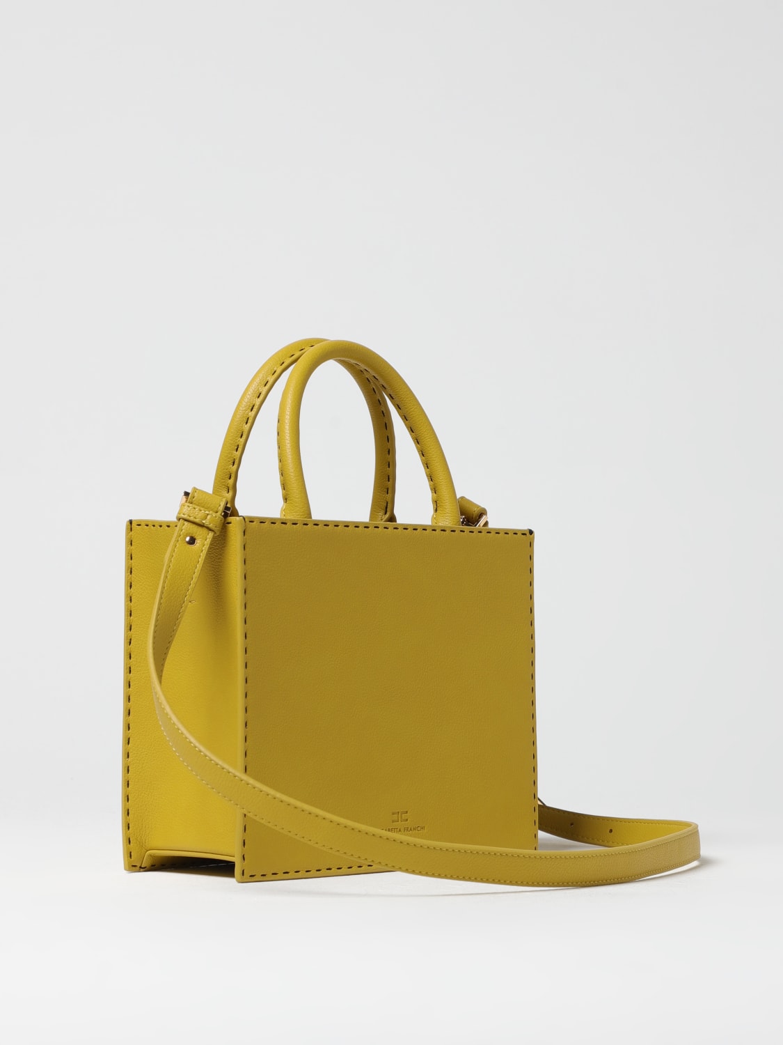 ELISABETTA FRANCHI BORSA A MANO: Borsa Elisabetta Franchi in pelle sintetica a grana , Senape - Img 2