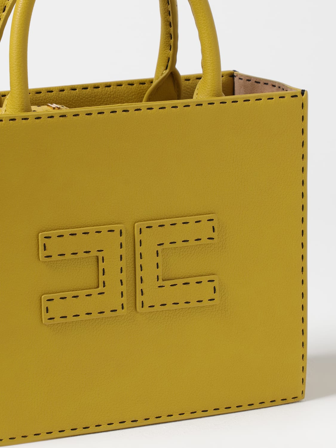 ELISABETTA FRANCHI BORSA A MANO: Borsa Elisabetta Franchi in pelle sintetica a grana , Senape - Img 3