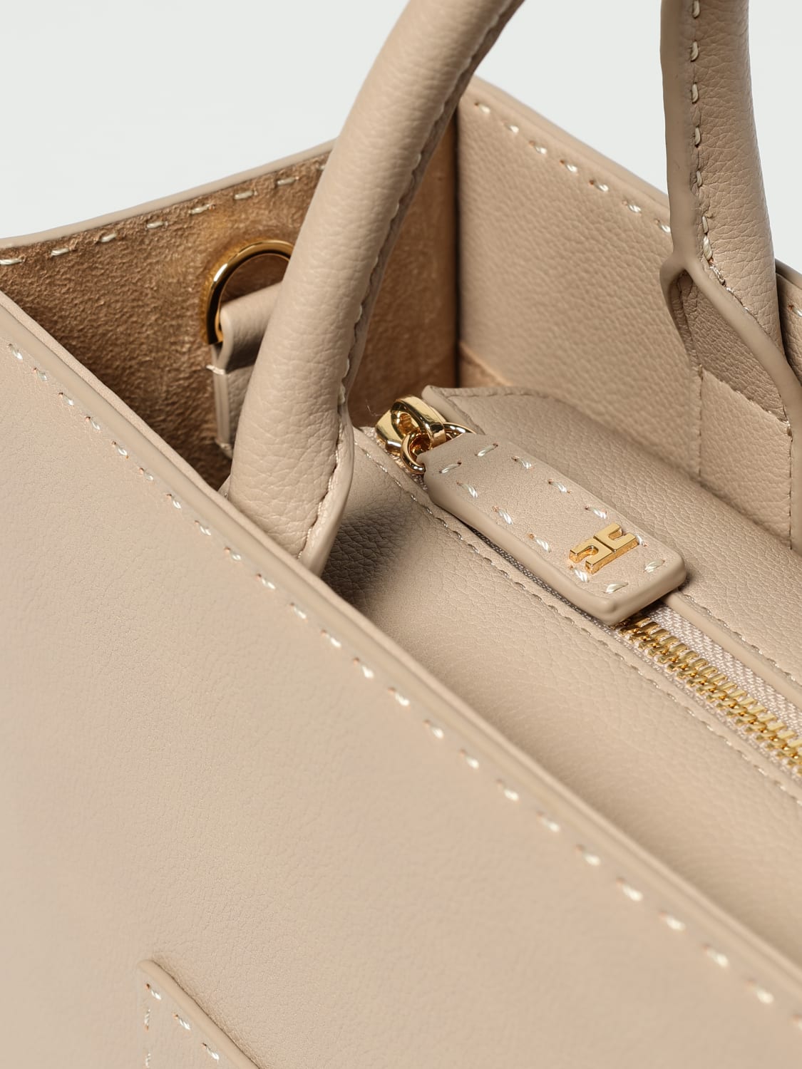 ELISABETTA FRANCHI BORSA A MANO: Borsa Elisabetta Franchi in pelle sintetica a grana , Cipria - Img 3