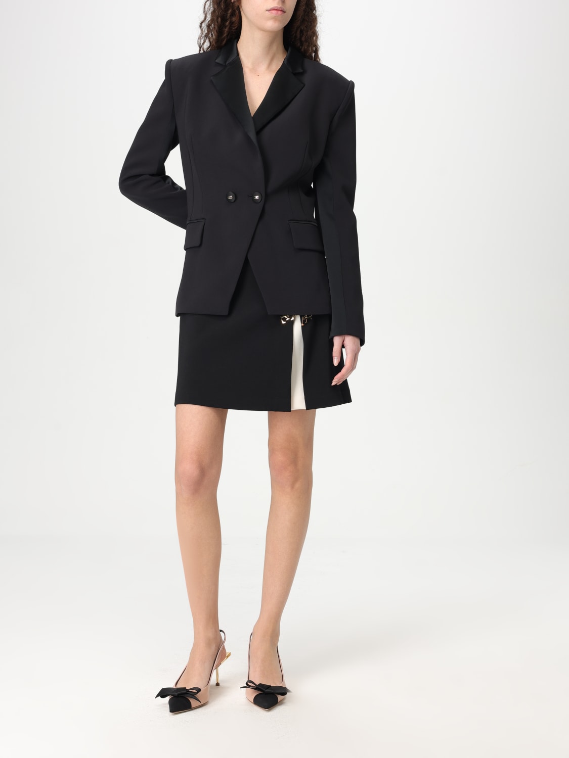 スーツ ELISABETTA FRANCHI Women Suit Jackets GI14251E2 110 BLACK Elisabetta Franchi Woman Jacket with Satin Details GI14251E2
