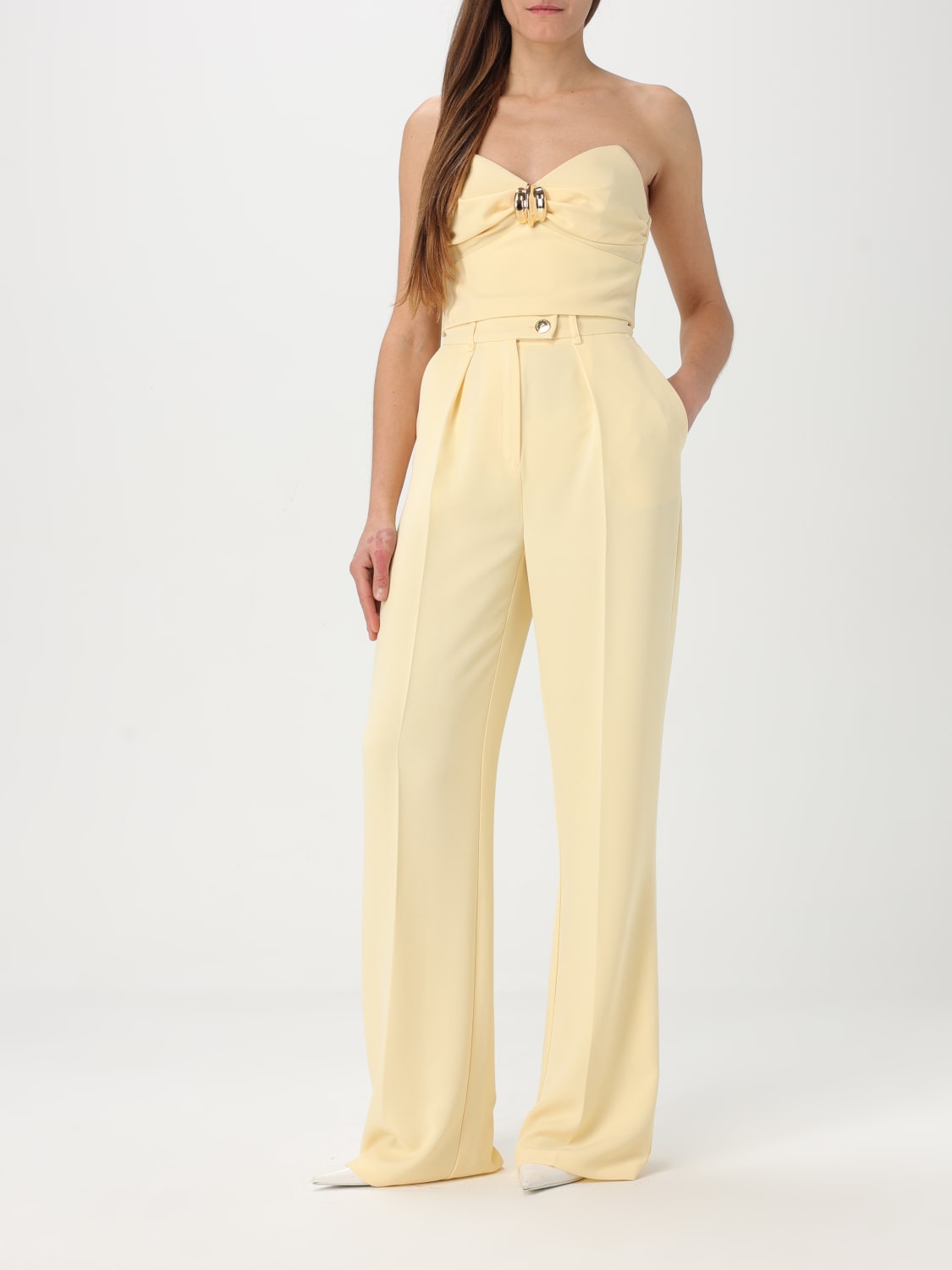 ELISABETTA FRANCHI モノグラムドレス Elisabetta Franchi Monogram-print One Shoulder Jumpsuit in