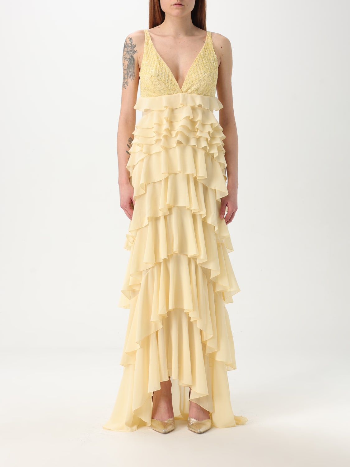 ELISABETTA FRANCHI: Dress woman - Yellow | Elisabetta