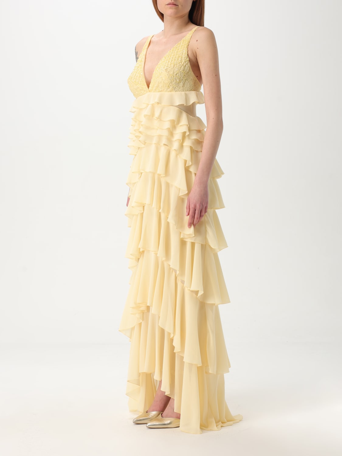 ワンピース ELISABETTA FRANCHI Woman Dress Yellow ABT515 DC7 Elisabetta Franchi Yellow Dress - Elegant & Comfortable