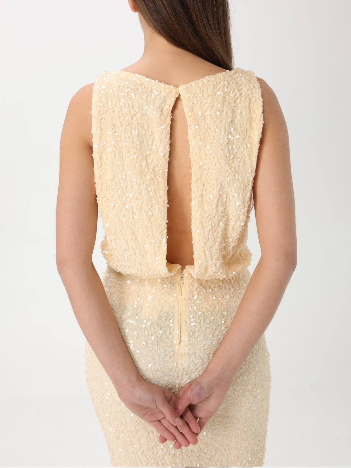ワンピース ELISABETTA FRANCHI Woman Dress Yellow Cream AB650 360 ELISABETTA FRANCHI Women's yellow long dress with ruffles