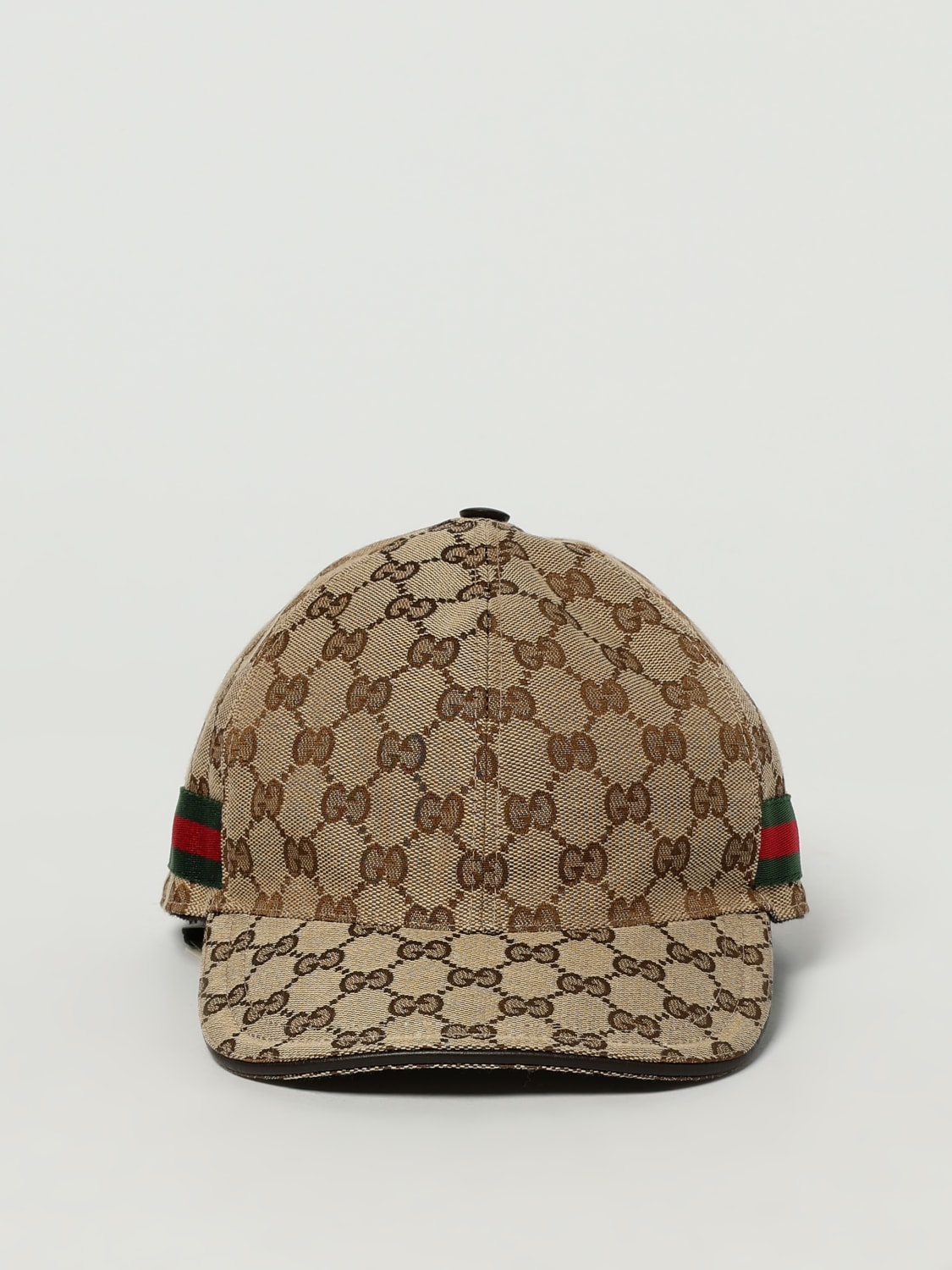 GUCCI CAPPELLO: Cappello Web Gucci in tessuto GG Supreme jacquard , Beige - Img 3
