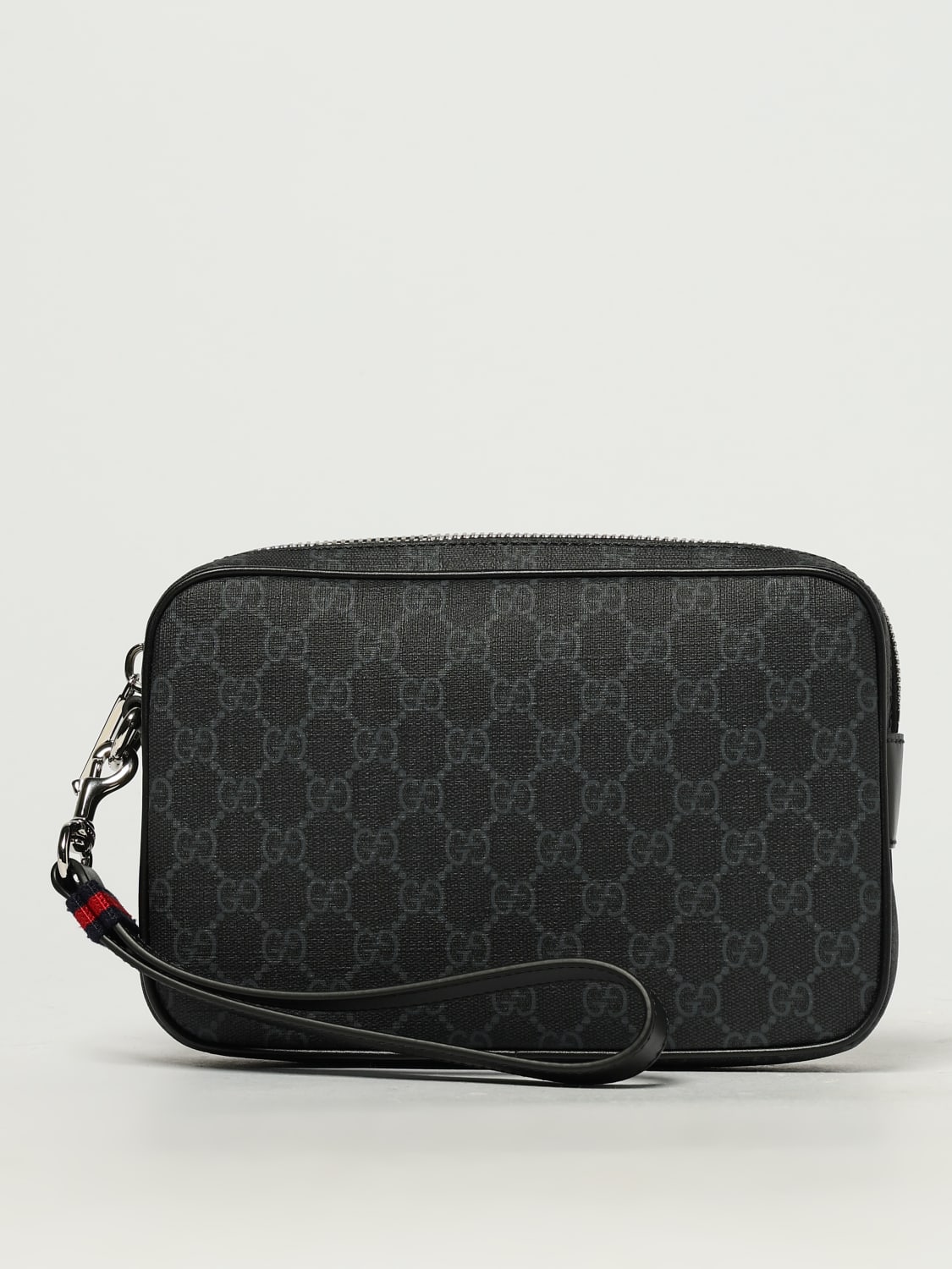 GUCCI PORTADOCUMENTI: Pouch Gucci in tessuto GG Supreme , Nero - Img 1
