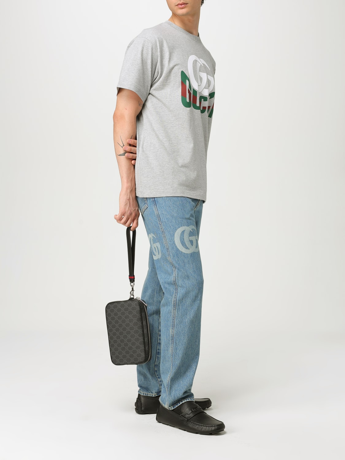 GUCCI PORTADOCUMENTI: Pouch Gucci in tessuto GG Supreme , Nero - Img 2