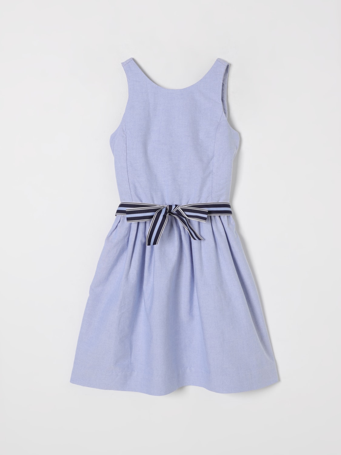 POLO RALPH LAUREN ABITO: Abito in cotone con logo Polo Ralph Lauren, Azzurro - Img 1