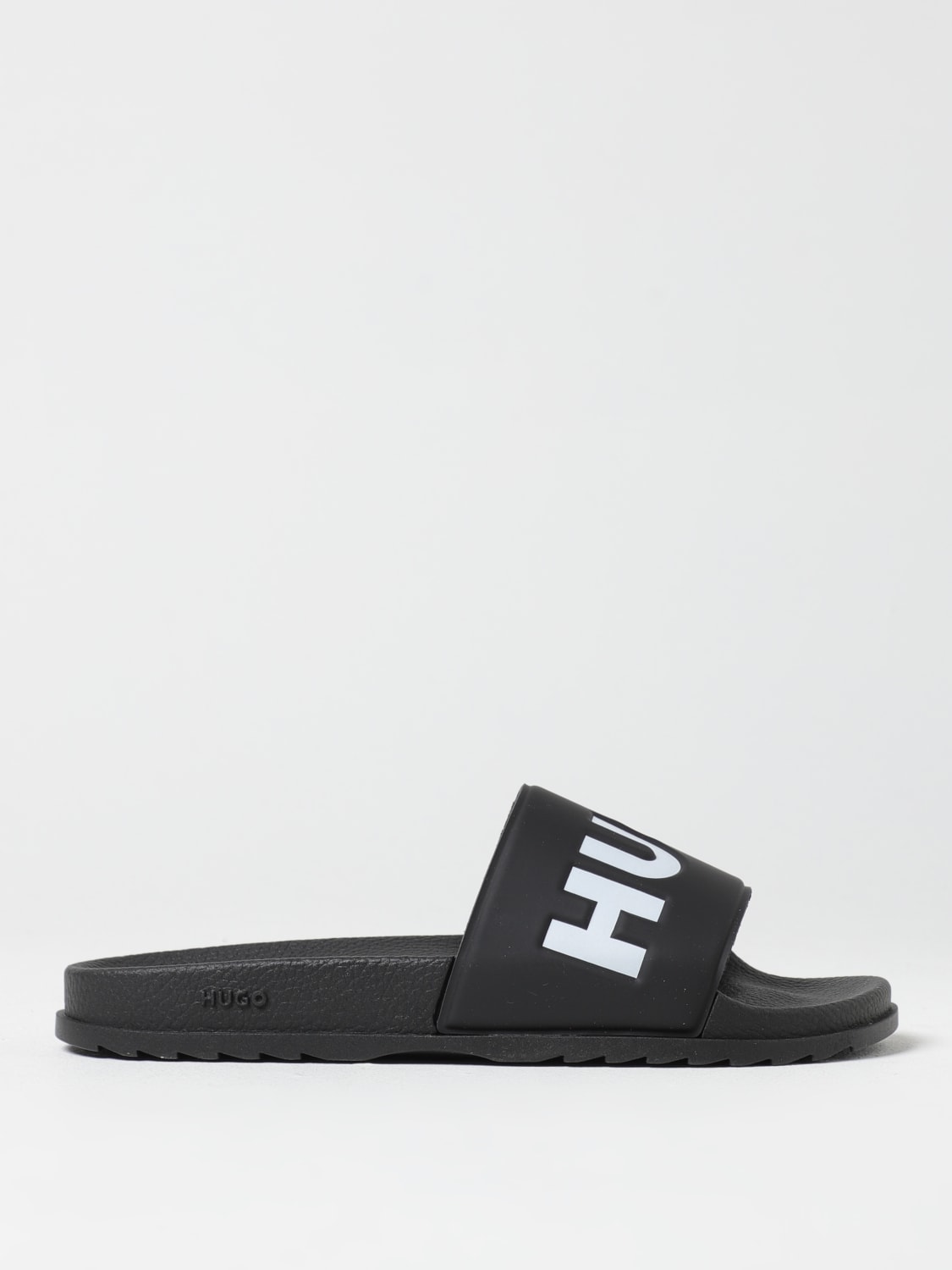 HUGO SANDALI: Sliders Hugo in gomma con logo , Nero - Img 1
