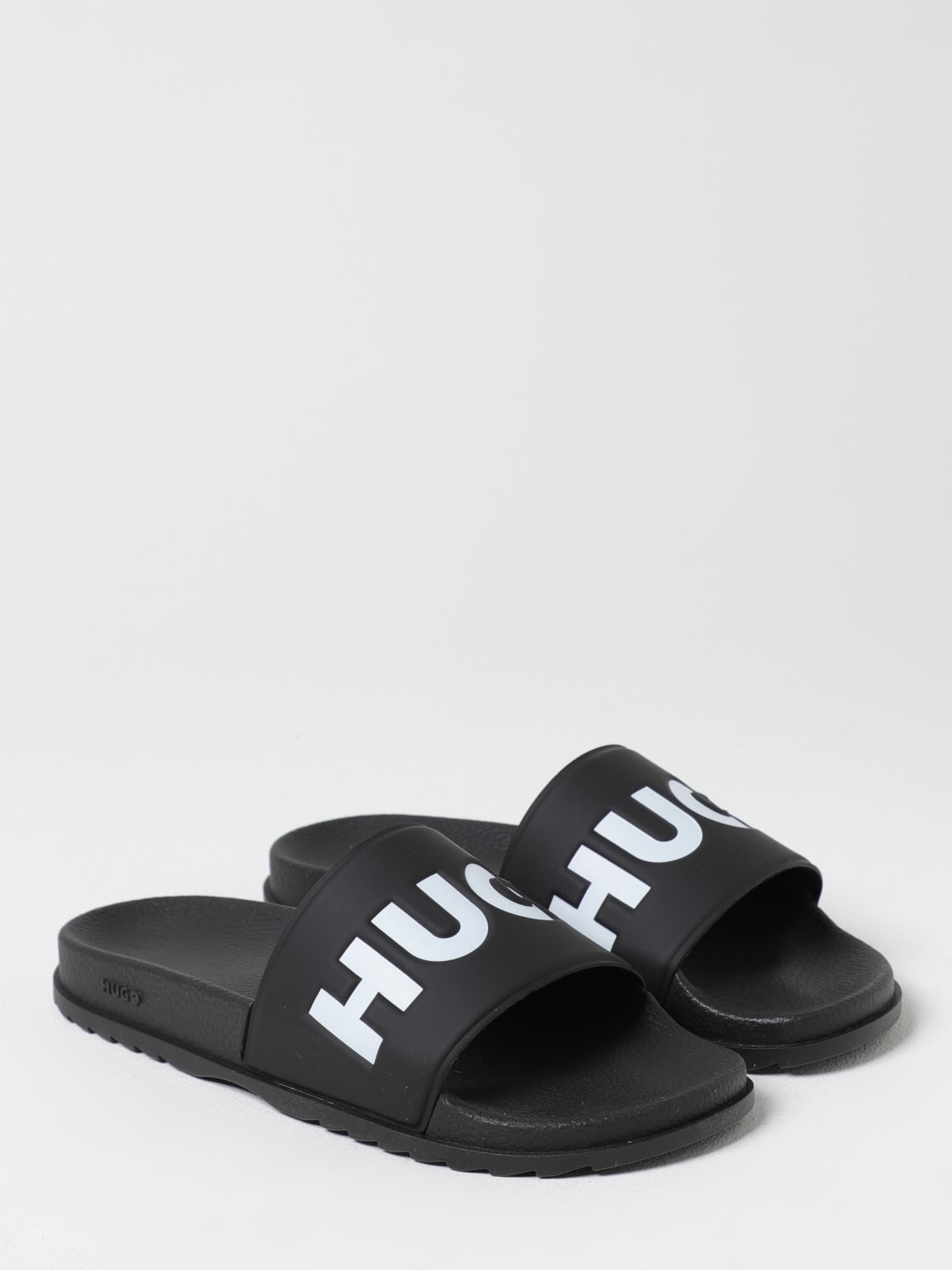 HUGO SANDALI: Sliders Hugo in gomma con logo , Nero - Img 2