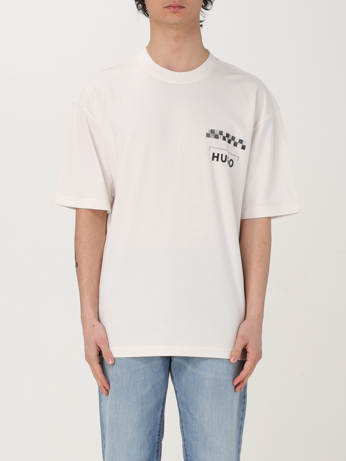 Tシャツ・カットソー HUGO Men T-shirt Natural 50531758 102 HUGO: T-shirt men - Natural | Hugo t-shirt 50531758 online