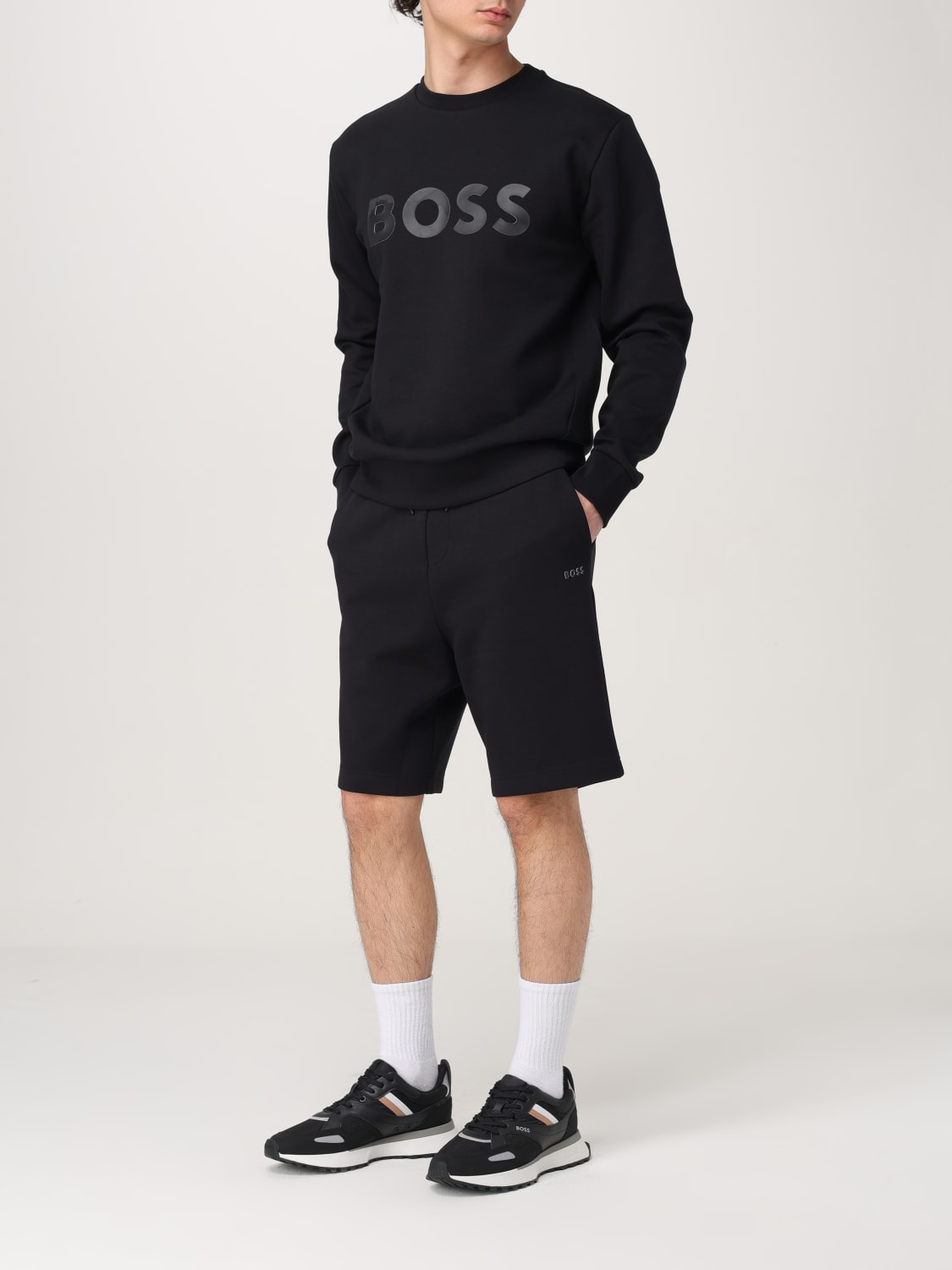 【人気商品!】BOSS ブラック ボンディングロゴスウェットシャツ BOSS:スウェットシャツ メンズ - ブラック | GIGLIO.COM