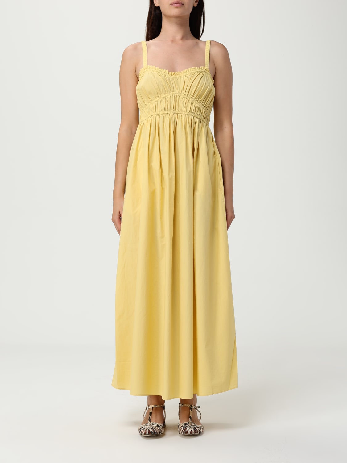 ワンピース BOSS Woman Dress Yellow 50537919 736 BOSS: Dress woman - Yellow | Boss dress 50537919 online at