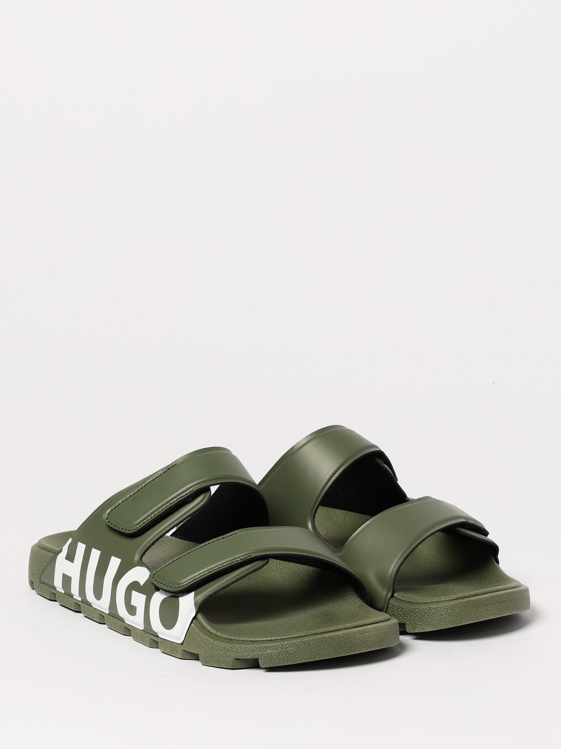 サンダル BOSS Men Sandals Green 50536835 342 HUGO BOSS MENS GREEN SLIDE SANDALS MATCH IT SLID PHCAMO