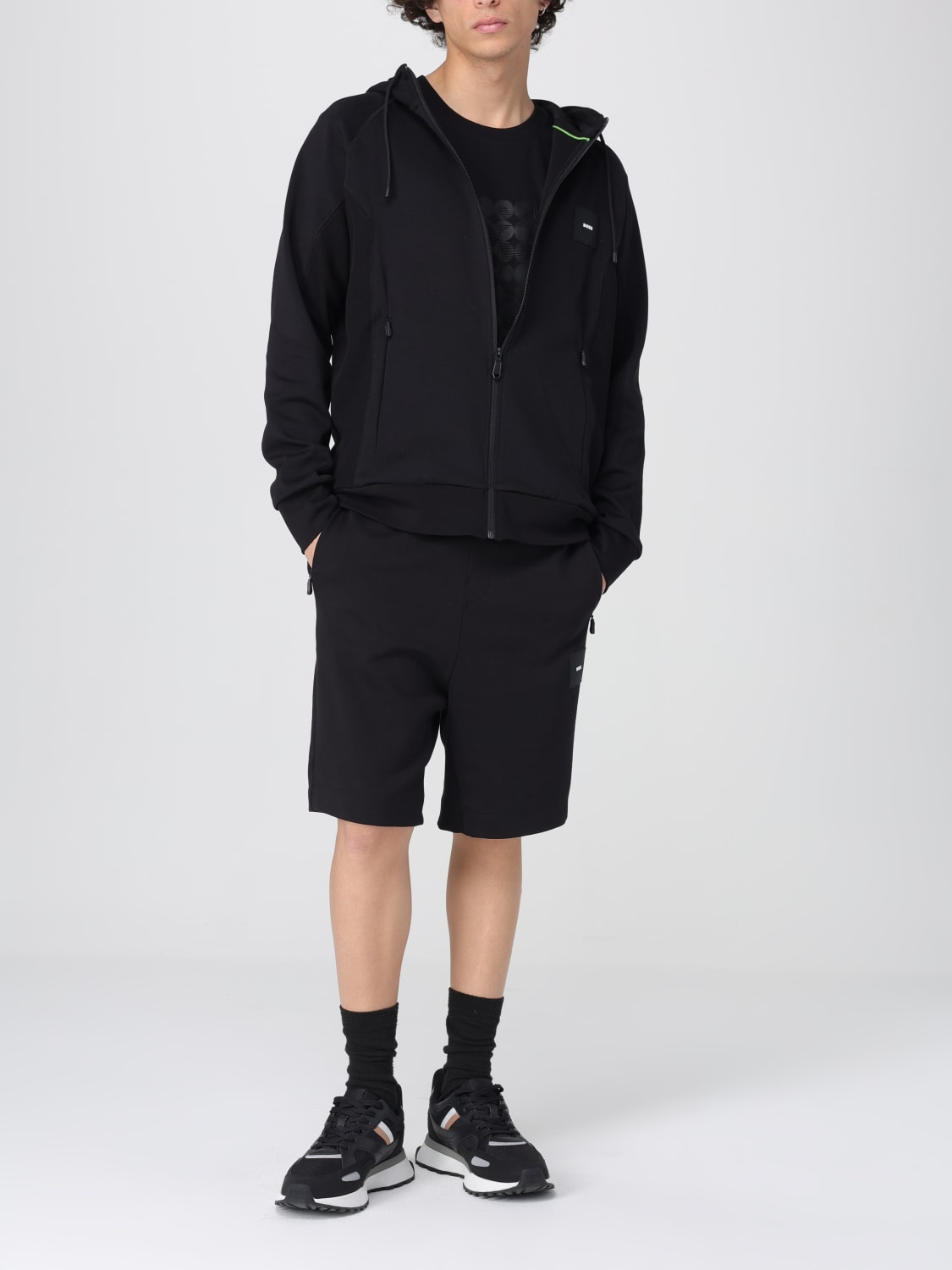 Tシャツ・カットソー BOSS Men T-shirt Black 50537845 001 BOSS - Interlock-cotton T-shirt with circle artwork - Black