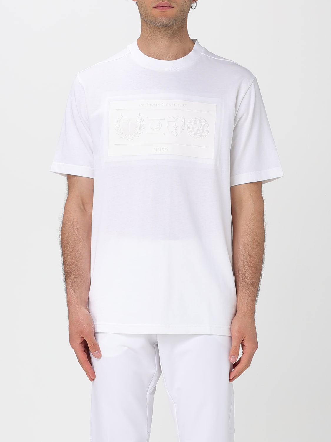 Tシャツ・カットソー BOSS Men T-shirt White 50538438 100 BOSS - Relaxed-fit T-shirt in stretch cotton with logo print