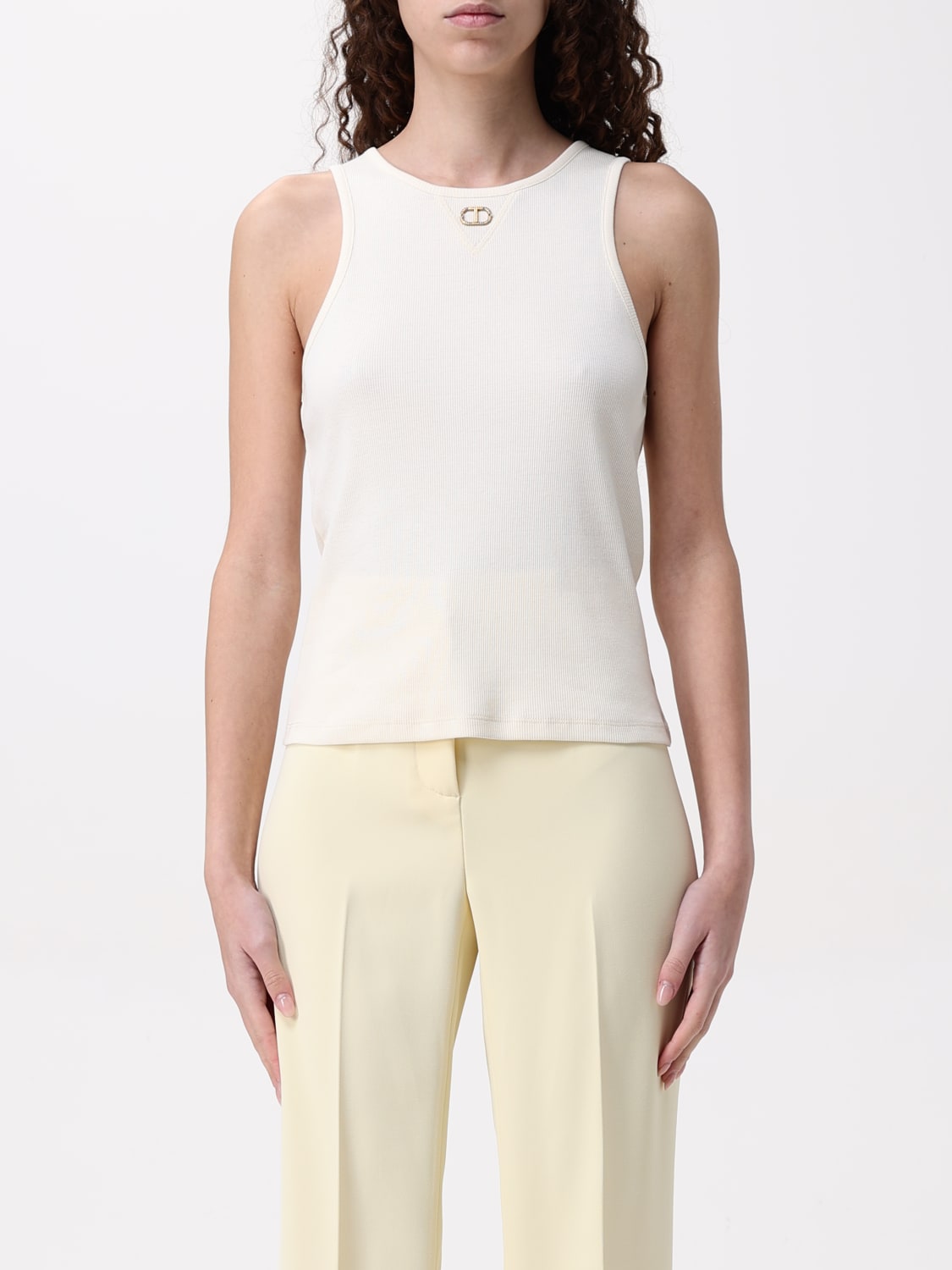 TWINSET TOP: Top in cotone stretch Twinset, Burro - Img 1