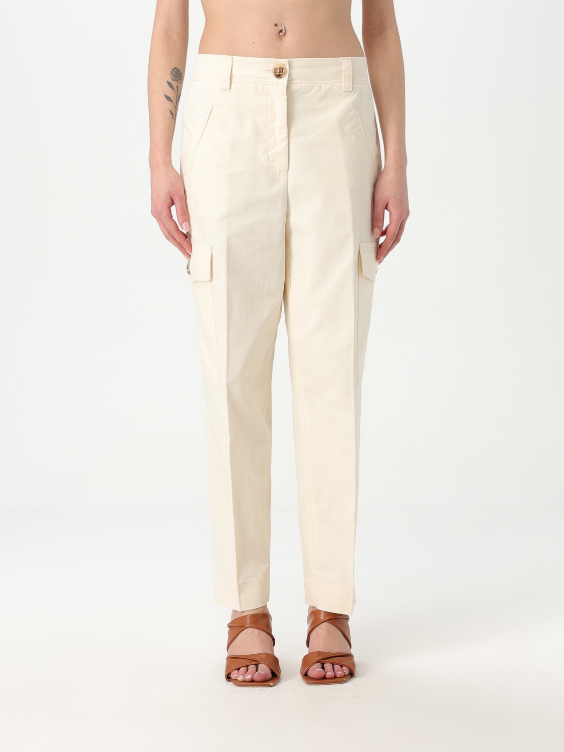TWINSET PANTALONE: Pantalone cargo Twinset in misto cotone , Perla - Img 1