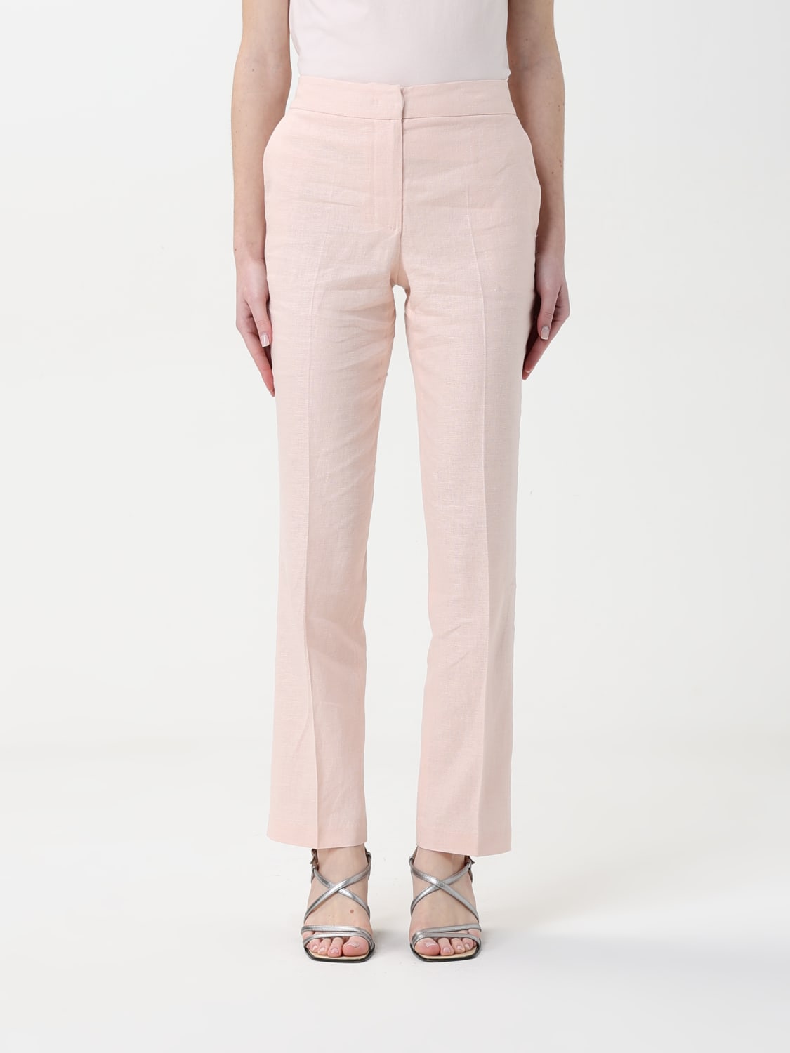 TWINSET PANTALONI: Pantalone classico Twinset in misto lino , Confetto - Img 1