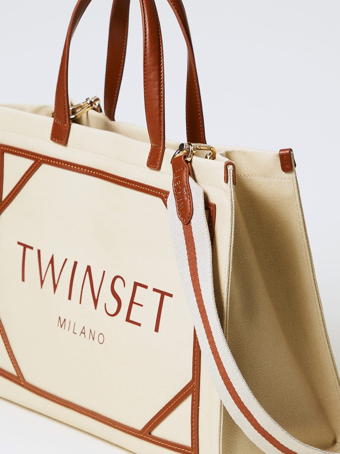 TWINSET SAC CABAS: Sac porté épaule femme Twinset, Beige - Img 3