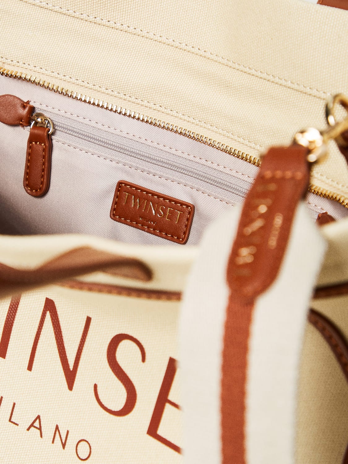 TWINSET SAC CABAS: Sac porté épaule femme Twinset, Beige - Img 4