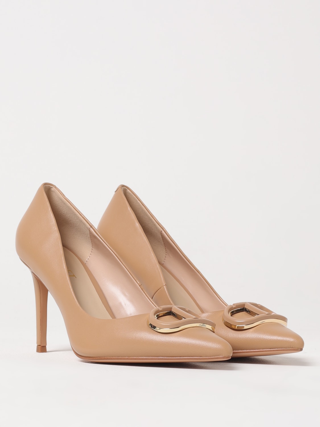 TWINSET DÉCOLLETÉ: Décolleté Oval T Twinset in pelle , Cammello - Img 2