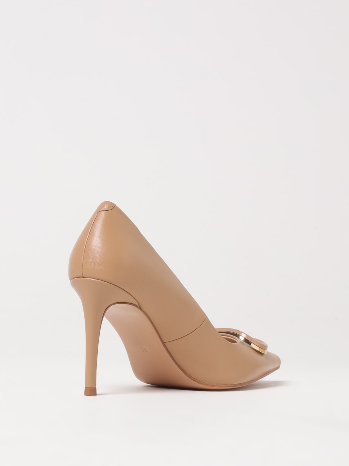 TWINSET DÉCOLLETÉ: Décolleté Oval T Twinset in pelle , Cammello - Img 3