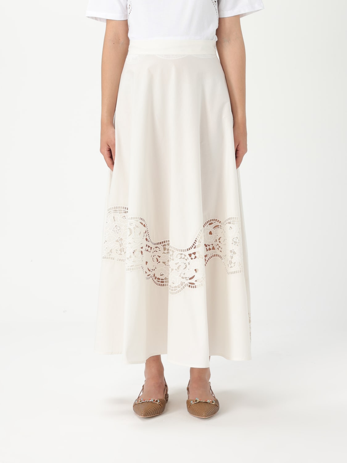 スカート TWINSET SS25 Sangallo skirt (251TT2332 00282) TWINSET: Skirt woman - Ice | Twinset skirt 251TT2332 online
