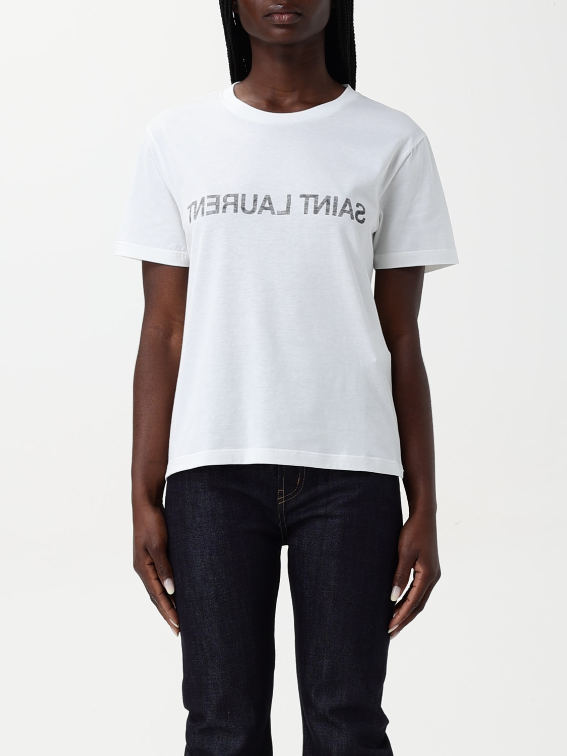 SAINT LAURENT T-SHIRT: T-shirt woman Saint Laurent, White - Img 1