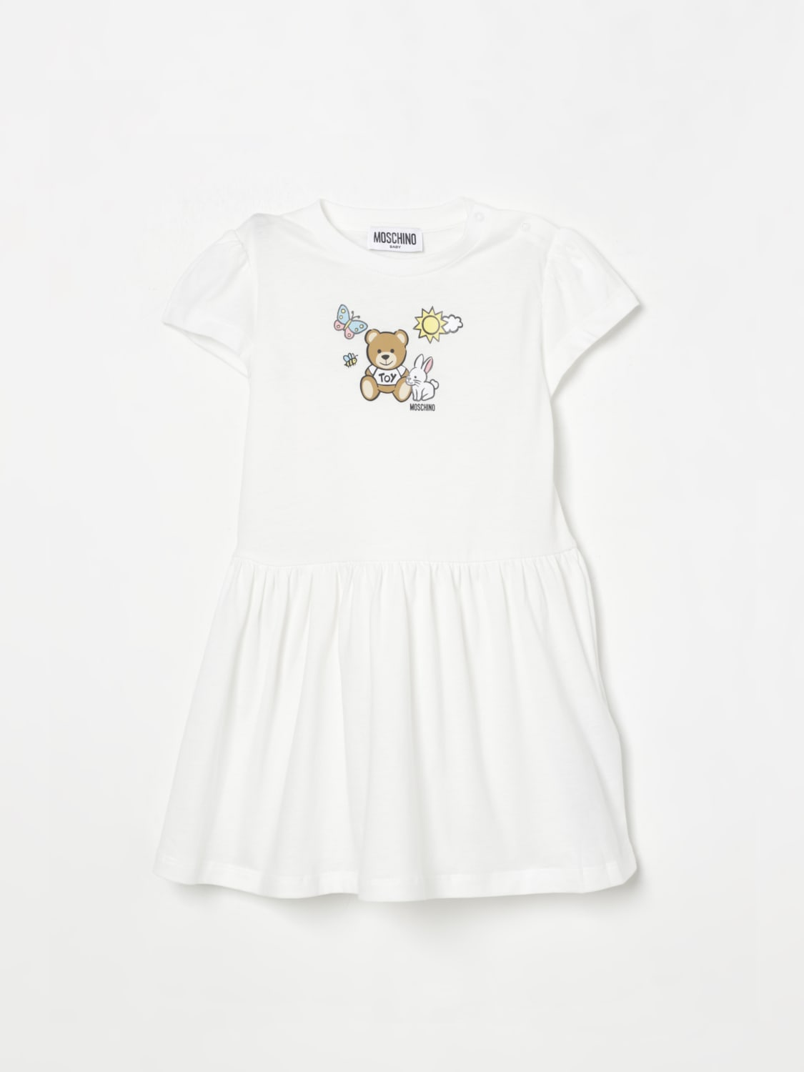 MOSCHINO ABITO: Abito in cotone Teddy Bear Moschino, Panna - Img 1