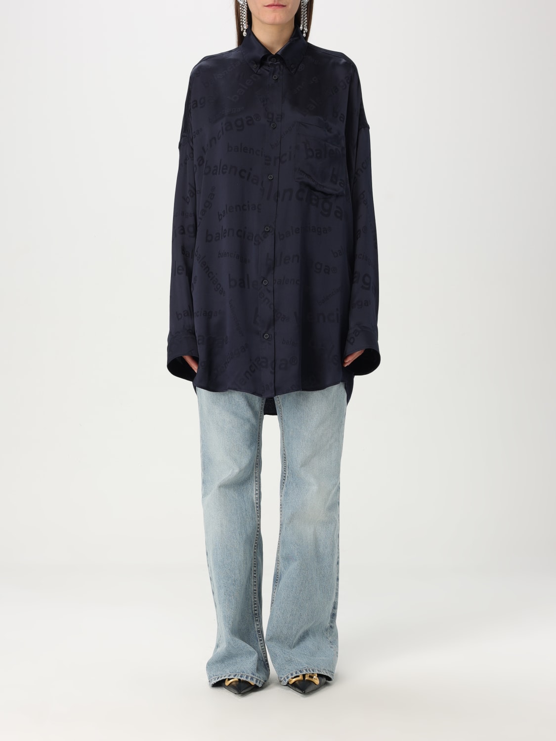 BALENCIAGA シャツ: シャツ レディース Balenciaga, ブルー - Img 1