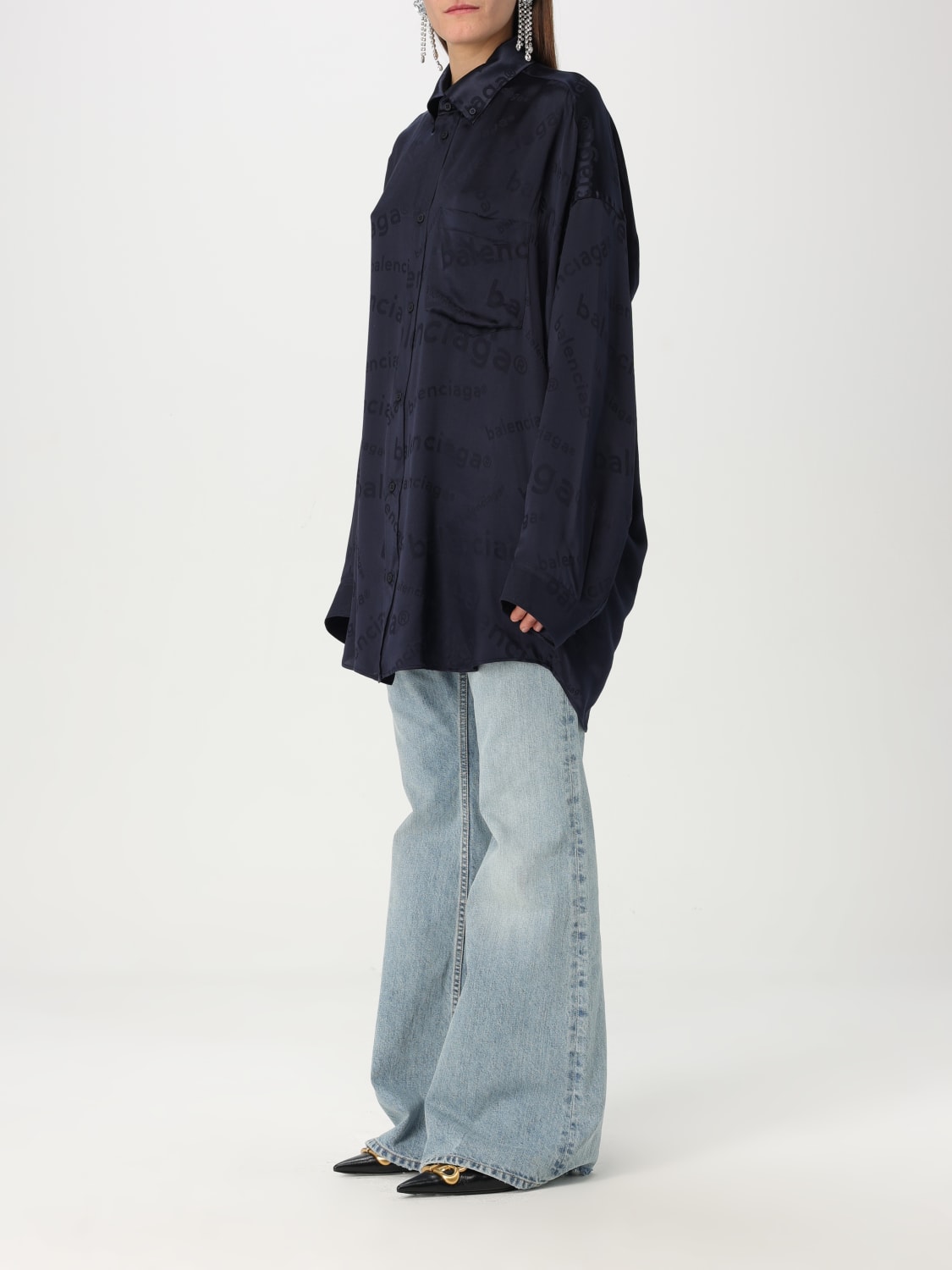 BALENCIAGA シャツ: シャツ レディース Balenciaga, ブルー - Img 4