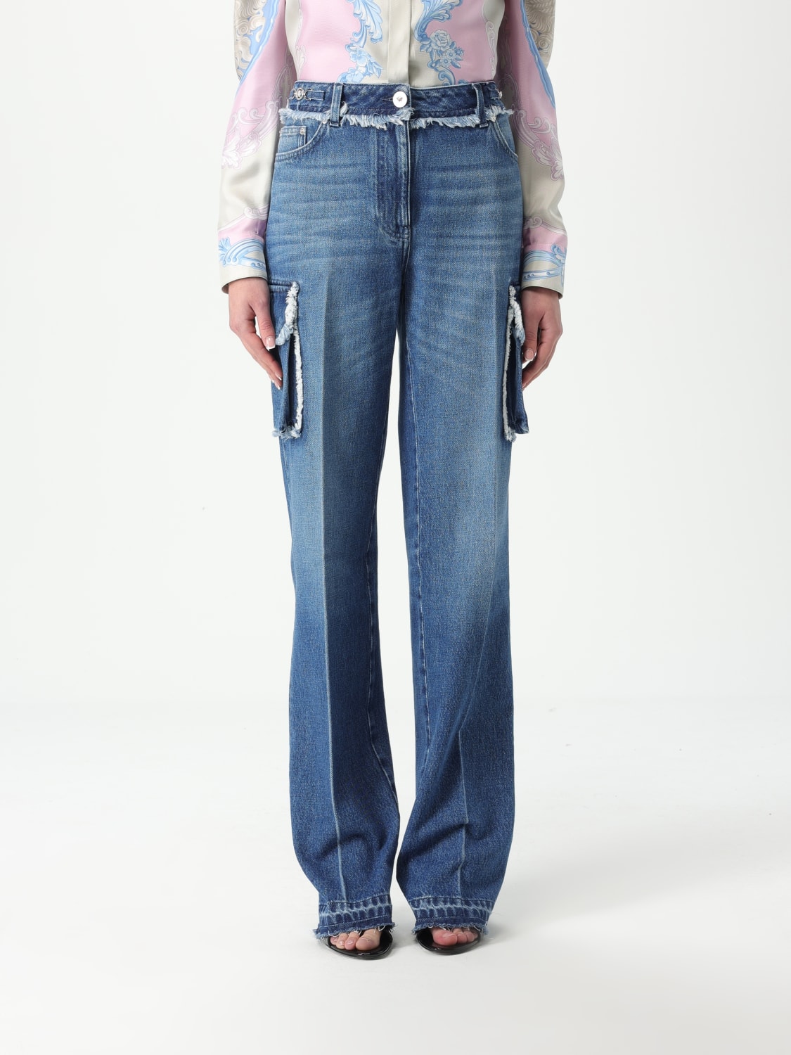 デニム・ジーパン VERSACE Woman Jeans Denim 10180451A12930 1D800 VERSACE: Jeans woman - Denim | Versace jeans 10180451A12930