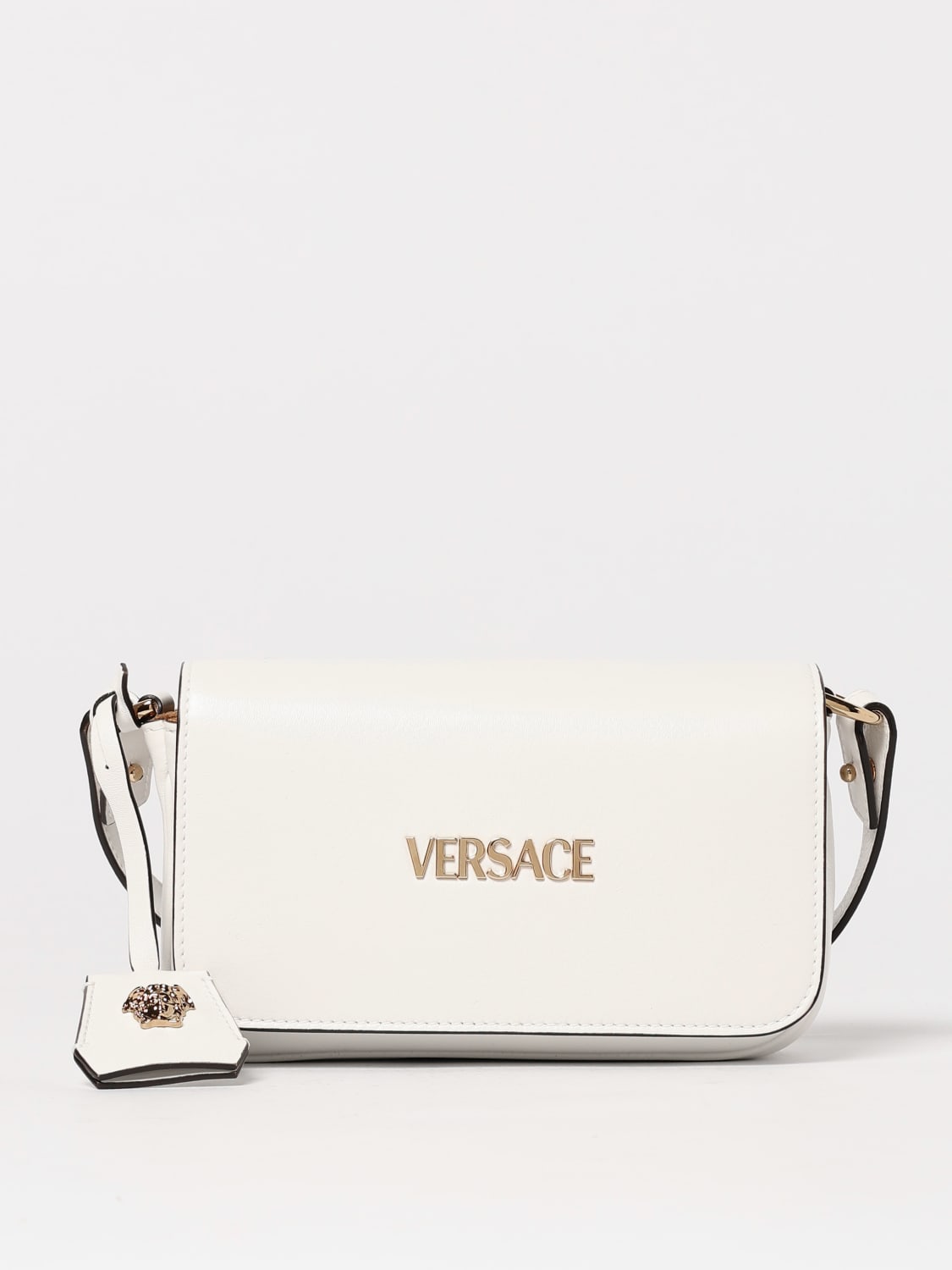 VERSACE BORSA MINI: Borsa Tag Versace in pelle , Bianco - Img 1