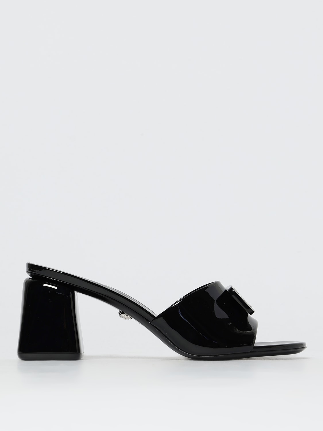 シューズ・サンダルその他 VERSACE Woman Heeled sandals Black 1017314DVT2P 1B00V Croc-Effect Gianni Ribbon Sandals 140 mm Black,Gold | VERSACE US