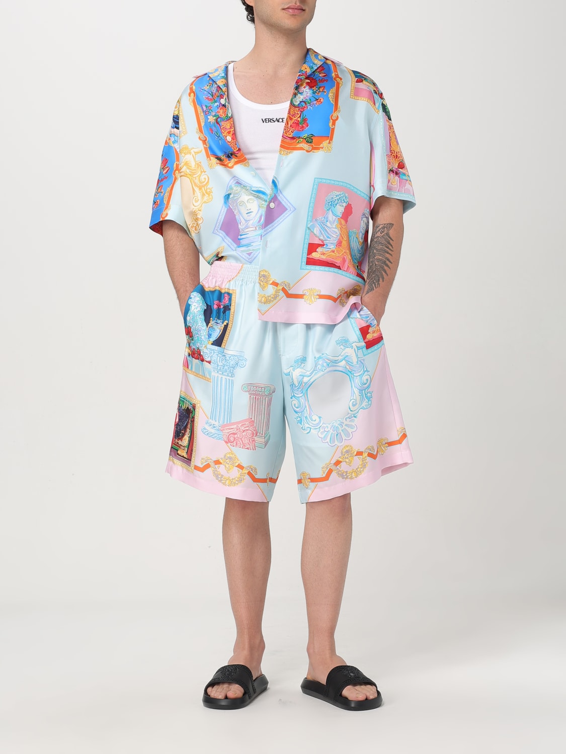 VERSACE SHORTS: Short men Versace, Gnawed Blue - Img 2