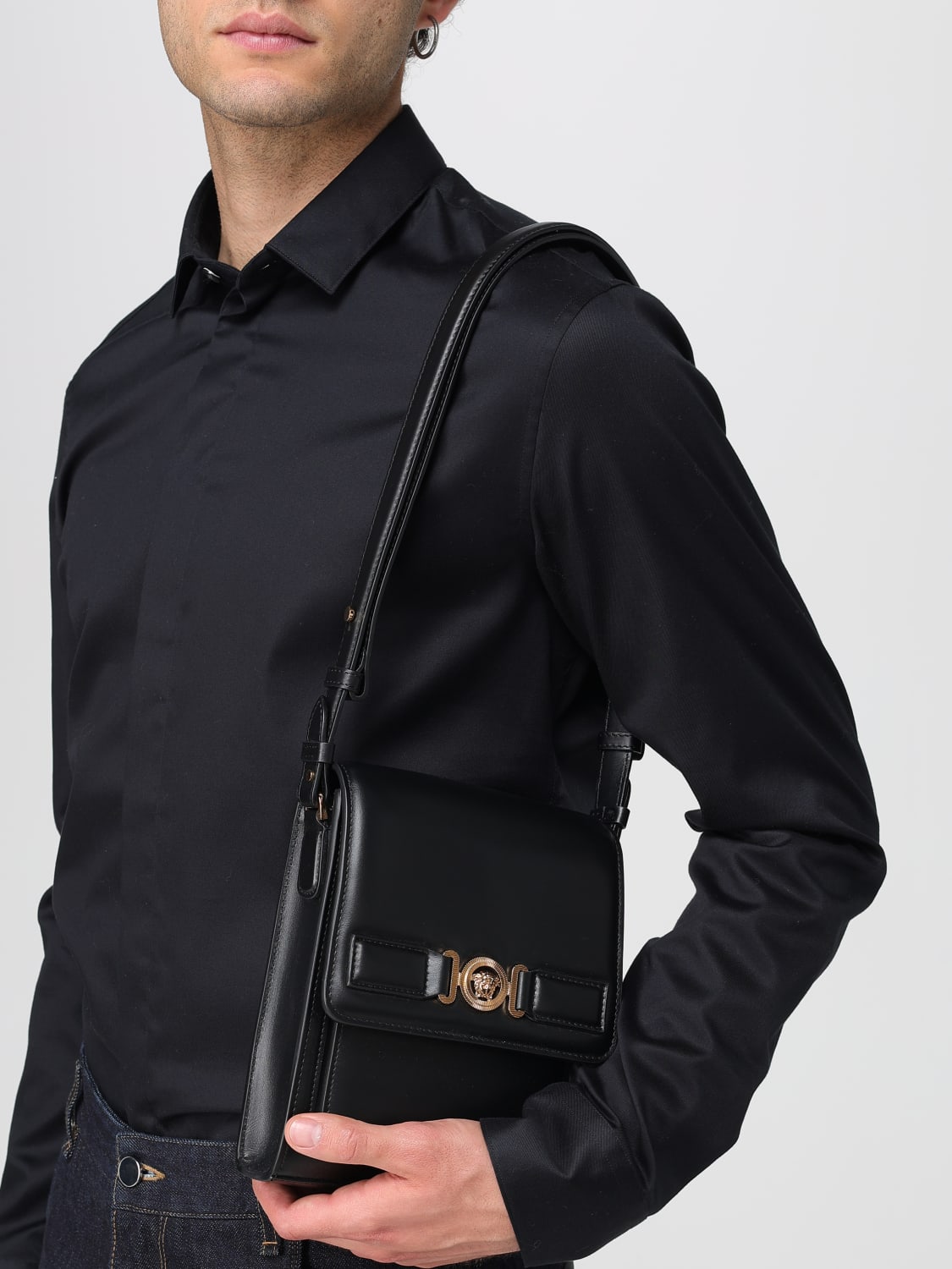 VERSACE: Bags men - Black | Versace shoulder bag