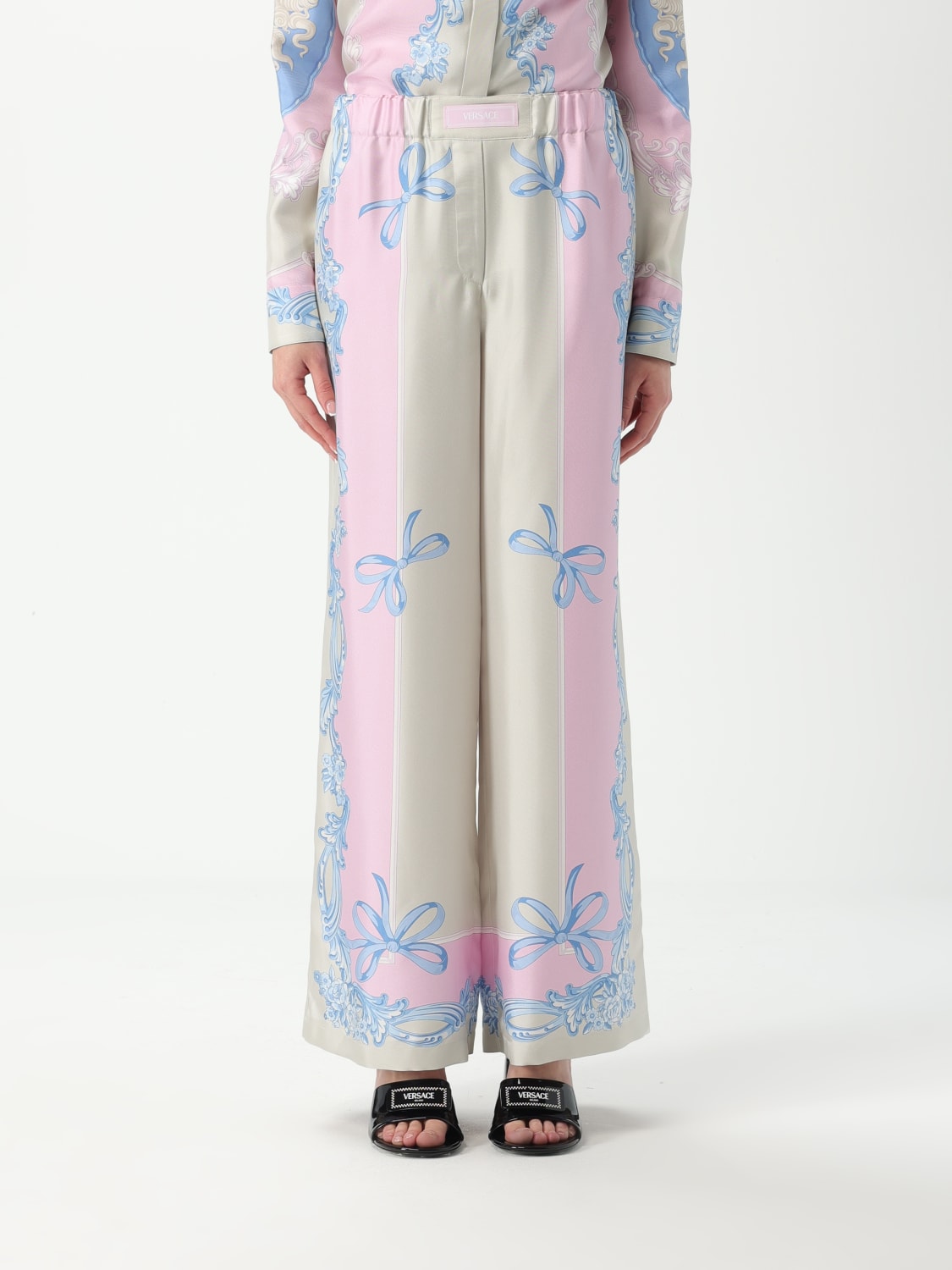 パンツ VERSACE Women Straight Pants 1011291 PINK Straight pants Versace Jeans Couture Pink size 44 IT in