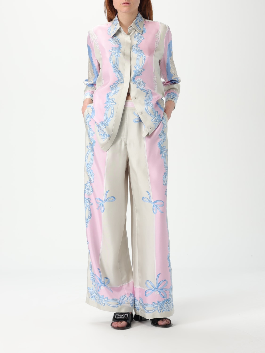 パンツ VERSACE Woman Pants Pink 10199411A14438 5PD60 VERSACE: Pants woman - Pink | Versace pants 10199411A14438