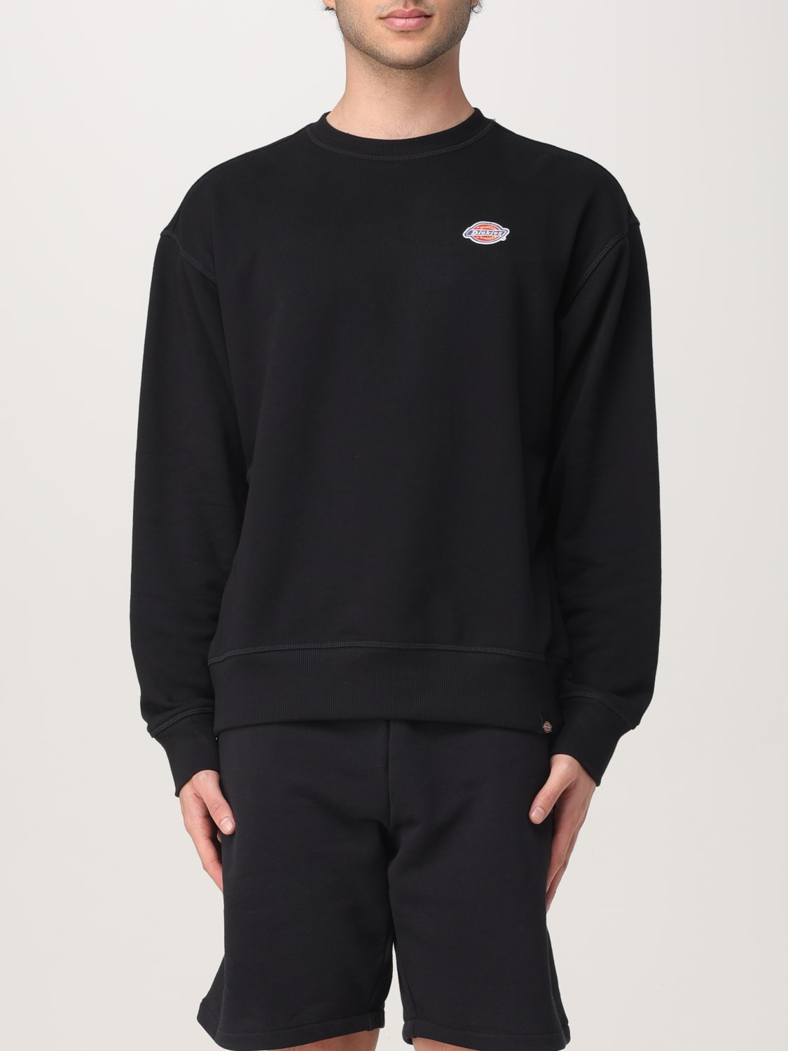 DICKIES FELPA: Felpa a girocollo in misto cotone con mini logo Dickies, Nero - Img 1
