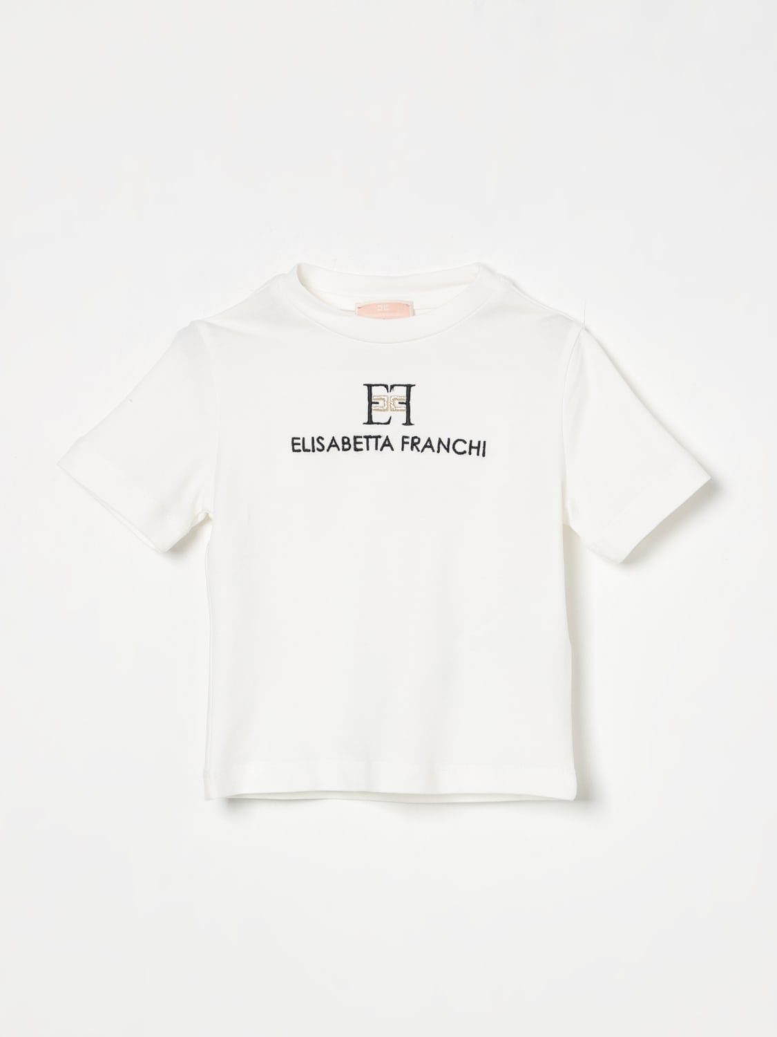 ELISABETTA FRANCHI LA MIA BAMBINA T-SHIRT: T-shirt in cotone con logo Elisabetta Franchi La Mia Bambina, Panna - Img 1