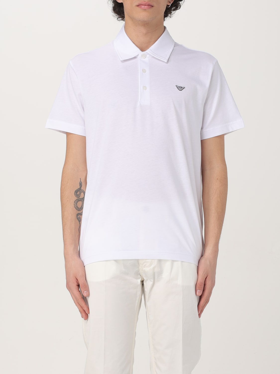EMPORIO ARMANI SWIMWEAR POLO: Polo Emporio Armani Swimwear in cotone con logo , Bianco - Img 1