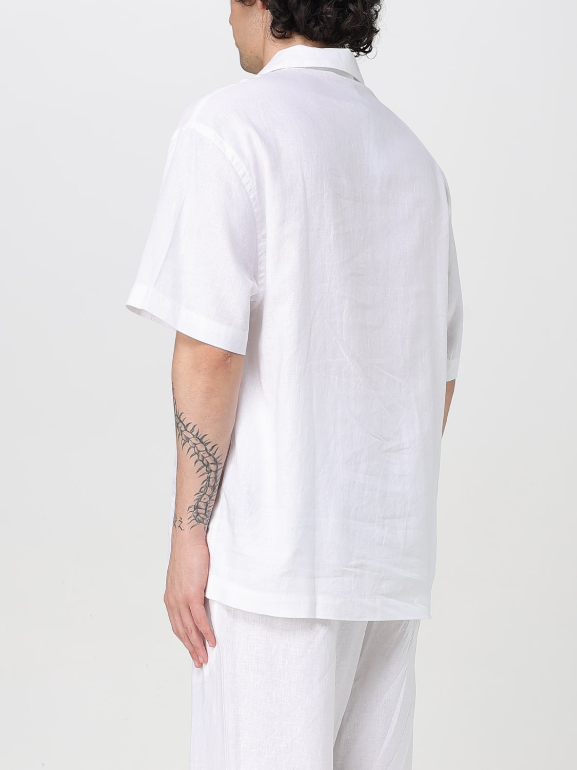 EMPORIO ARMANI SWIMWEAR CAMICIA: Camicia Emporio Armani Swimwear in misto lino , Bianco - Img 3