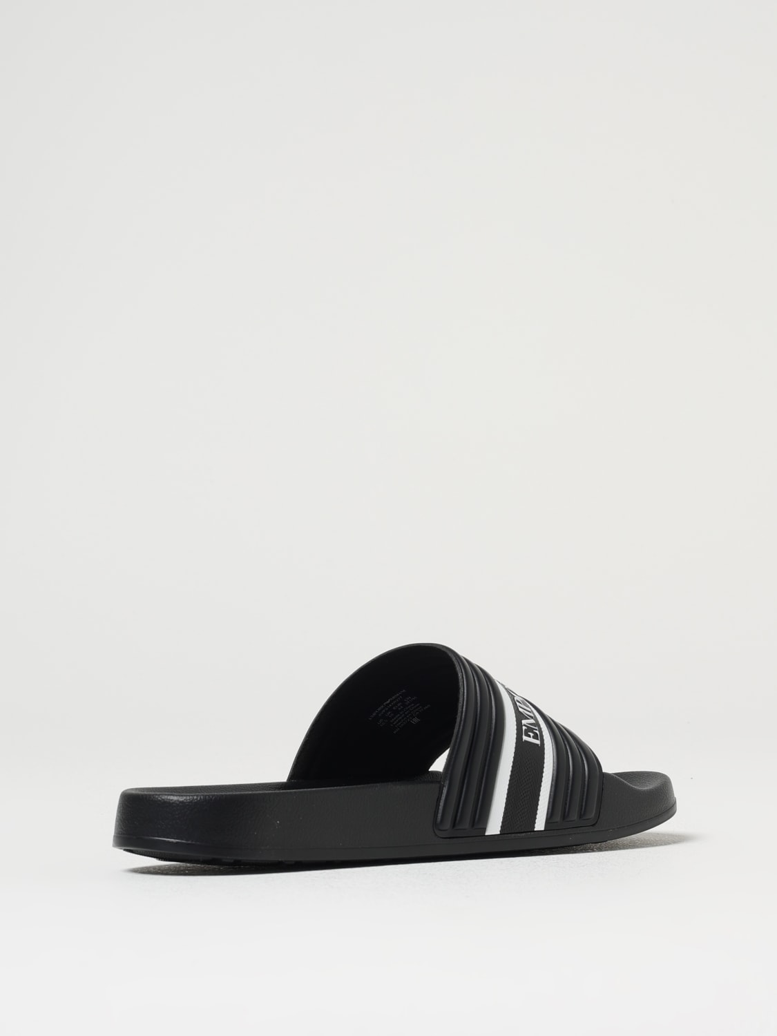 EMPORIO ARMANI SWIMWEAR SANDALI: Sliders Emporio Armani Swimwear in pelle sintetica, Nero - Img 3