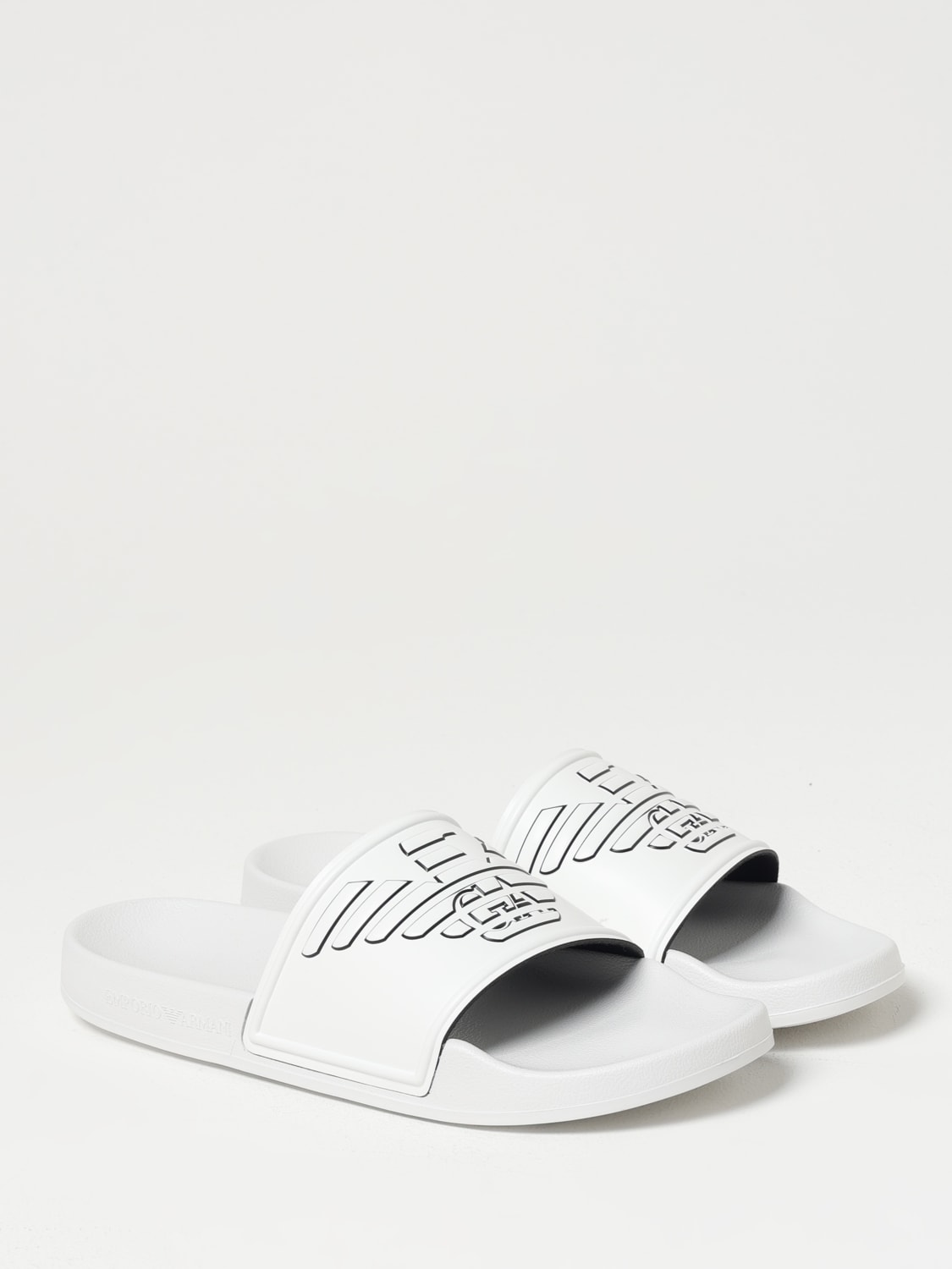 EMPORIO ARMANI SWIMWEAR SANDALI: Sliders Emporio Armani Swimwear in pelle sintetica, Bianco - Img 2